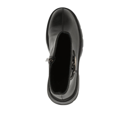 Ghete casual, dama, PASS COLLECTION, DL70038A negru, piele naturala, cu toc